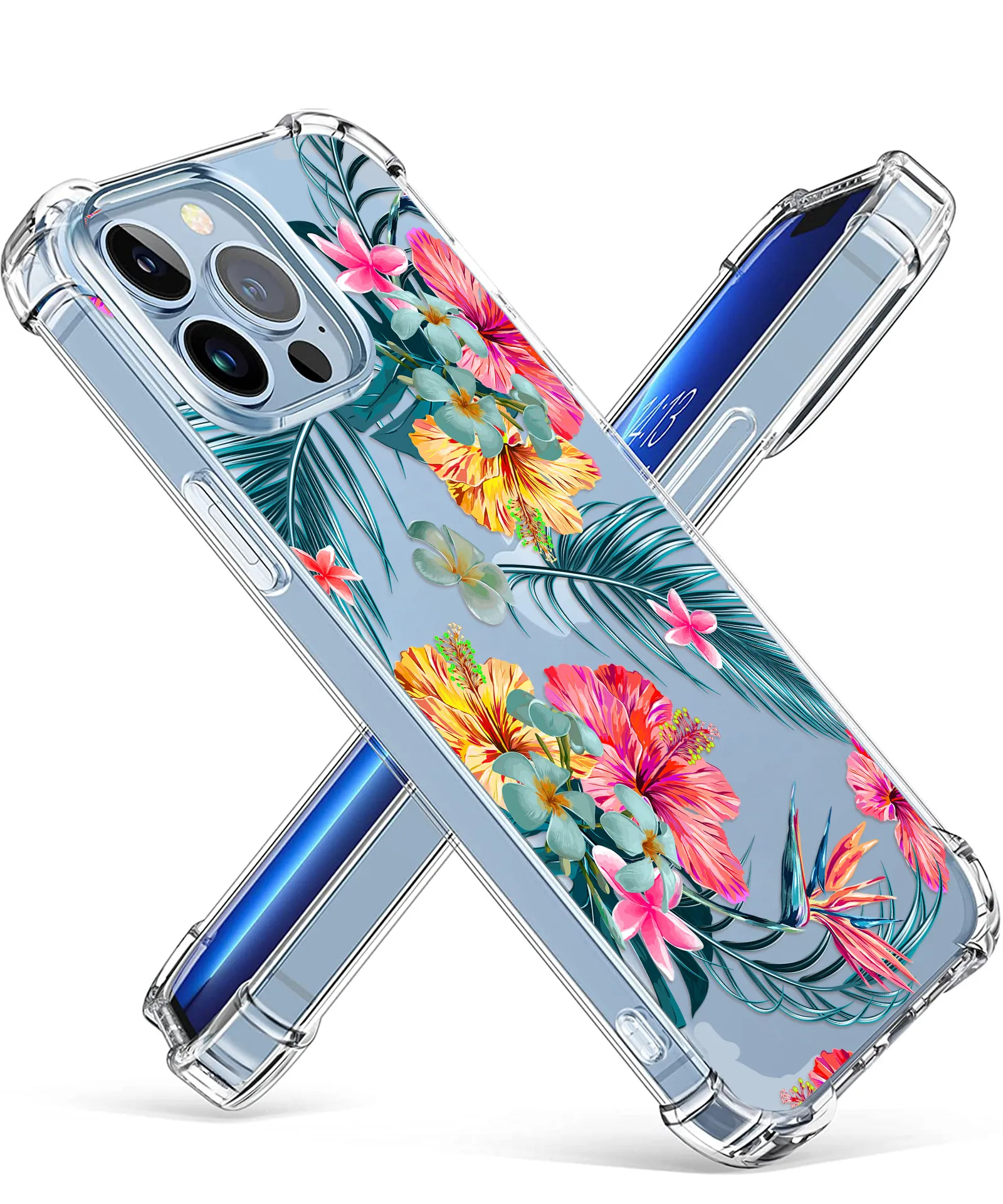 Klare Blumen TPU Stoßfänger Weiche Handyhäuser Stoßfest Schutzfrauen Mädchen Slim Fit Blumenabdeckung für iPhone 11 12 13 PRO MAX XS XR 7 8PLUS