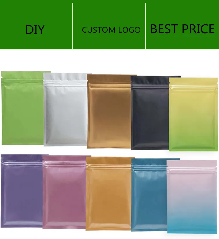 Matt color Resealable Zip Mylar Bag Food Storage Aluminum Foil Bags plastic Smell Proof pouch in stock