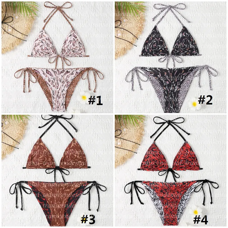 Hot Reversible Swimwear Leopard Bikini Set Two Piece Swim Suit Printing Swimsuit Sexy For Holiday Bathing Suits Sexy pad tags