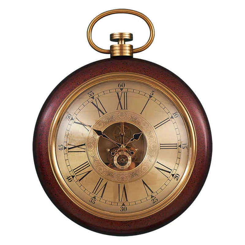 Orologio da parete retrò silenzioso Metallo Stile americano Vetro Orologio da parete creativo di lusso Soggiorno Zegar Scienny Decorazione domestica DG50WC H1230