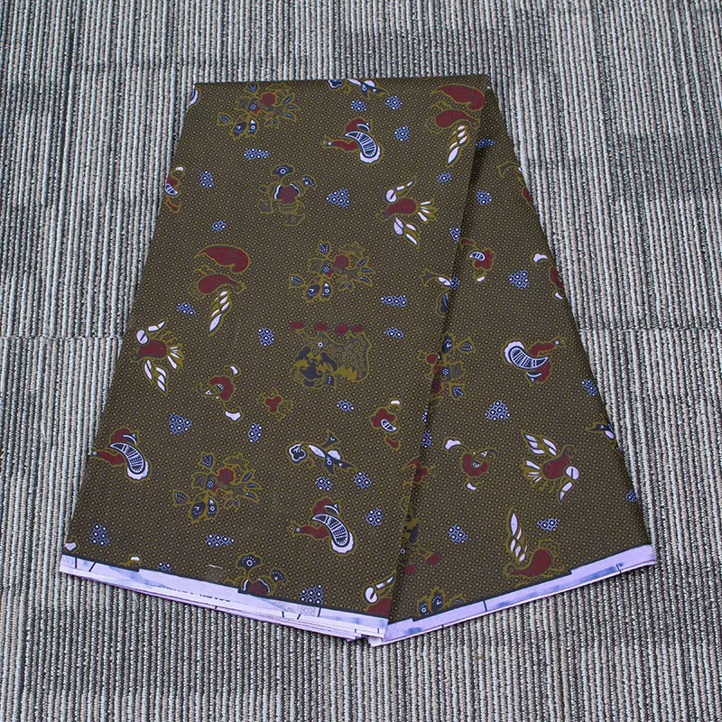 Ny afrikansk tyg Polyester Brown Background Ankara Veritable Real Fabric för Party Dress Material 6Yards / Lot