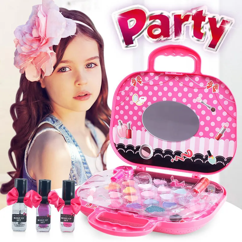 Children's Makeup Makeup Toy Set Princess Girl Tote Box Safe Non-toxic Lipstick Nail Polish Girl Cosmetics Play House Toys New LJ201009