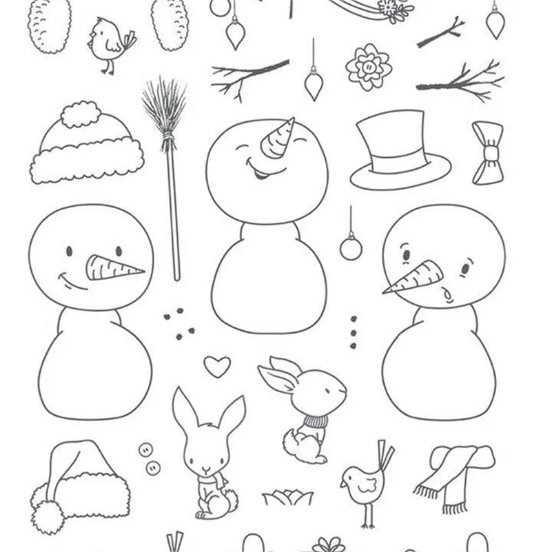 Bonhomme de neige / Tampons transparents transparents pour le bricolage Scrapbooking / Fabrication de cartes / Enfants Fournitures de décoration amusantes de Noël Y201020