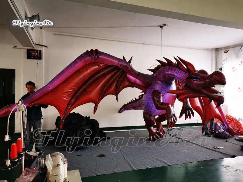 Wholesale LED Lit 4m Red Inflatable Flying Dragon With Giant Blow