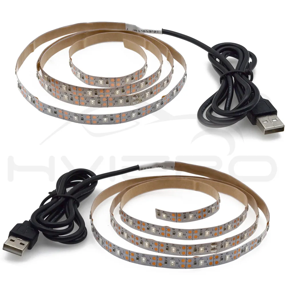 Hviero 5V 50CM 1M 2M  4M 5M USB Cable Power LED strip light lamp SMD 3528 Christmas desk Decor lamp tape For TV Background Lighting