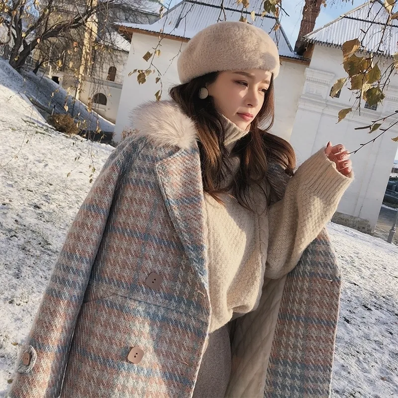 Mishow Women Coat outerwear winter clothing fashion warm woolen blends female elegant Double Breasted woolen coat MX18D9679 201102