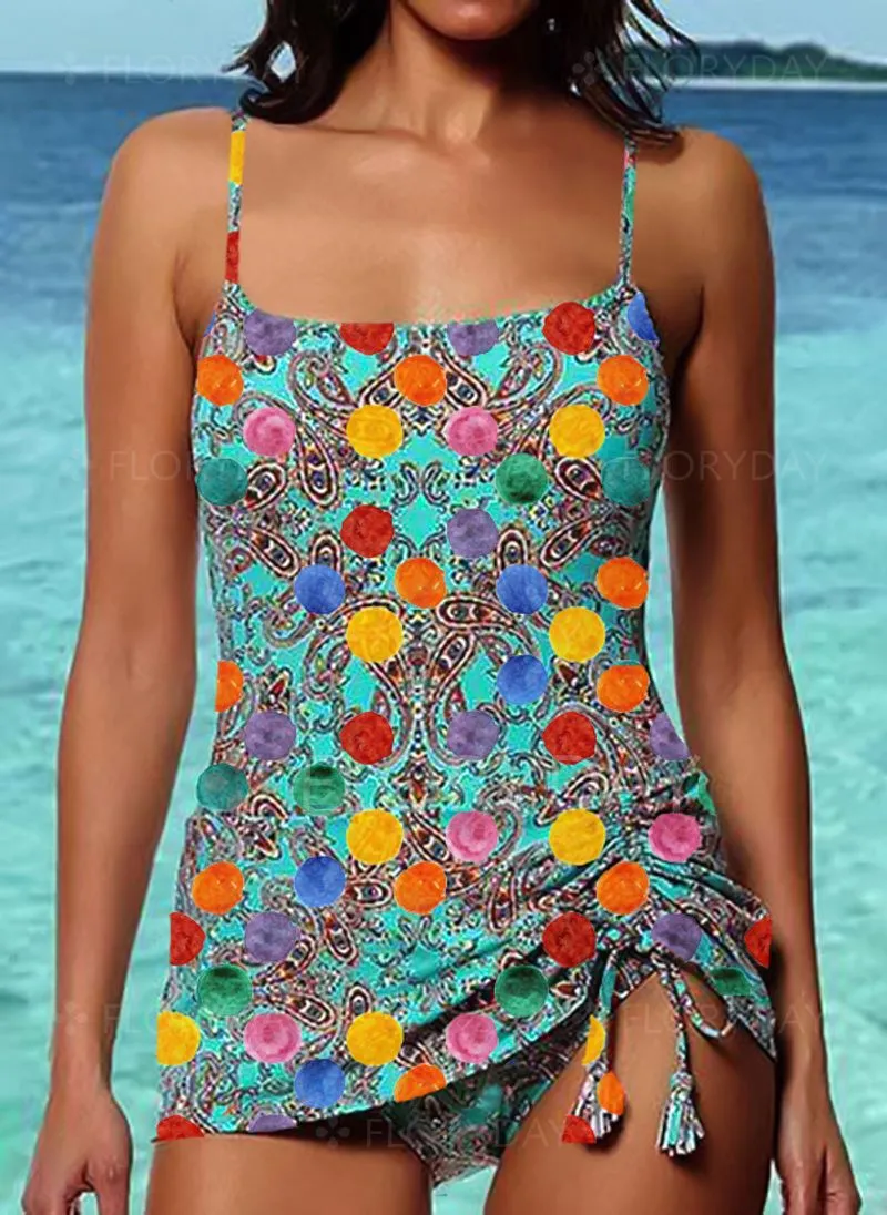 Floral Ruffle High Print Tankini Tankini Bikini 2022 Brazilian Plus ...