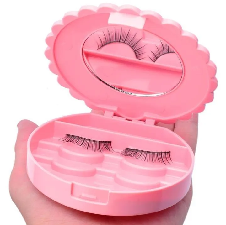 Acrylic Cute Bow False Eyelashes Eye Lashes Storage Box Makeup Cosmetic Mirror Case Organizer SN4865