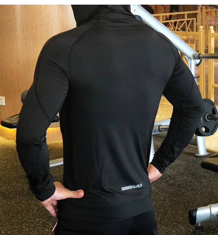 Mens Long Sleeve Gym Jacket With Zipper Slim Fit Sports Coat For