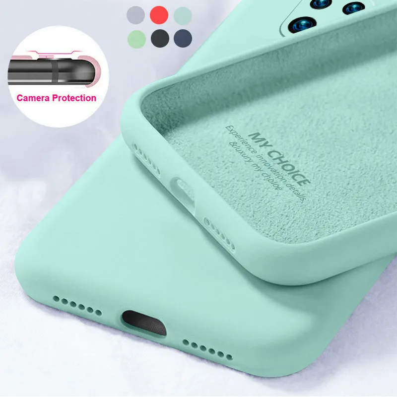 Liquid Silicone Case voor Xiaomi Redmi Note 9 8 PRO 9S 8T 7 9A 8A 7A Pocofoon X3 NFC Snoep Kleur Zachte Siliconen Achterkant