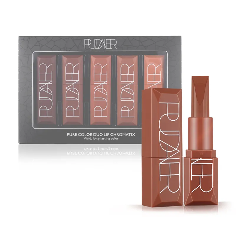 5 stks Pudaier Lipstick Set Matte Pumpkin Earth Color Vitamine E Hydraterende Waterdichte Langdurige Duurzaam