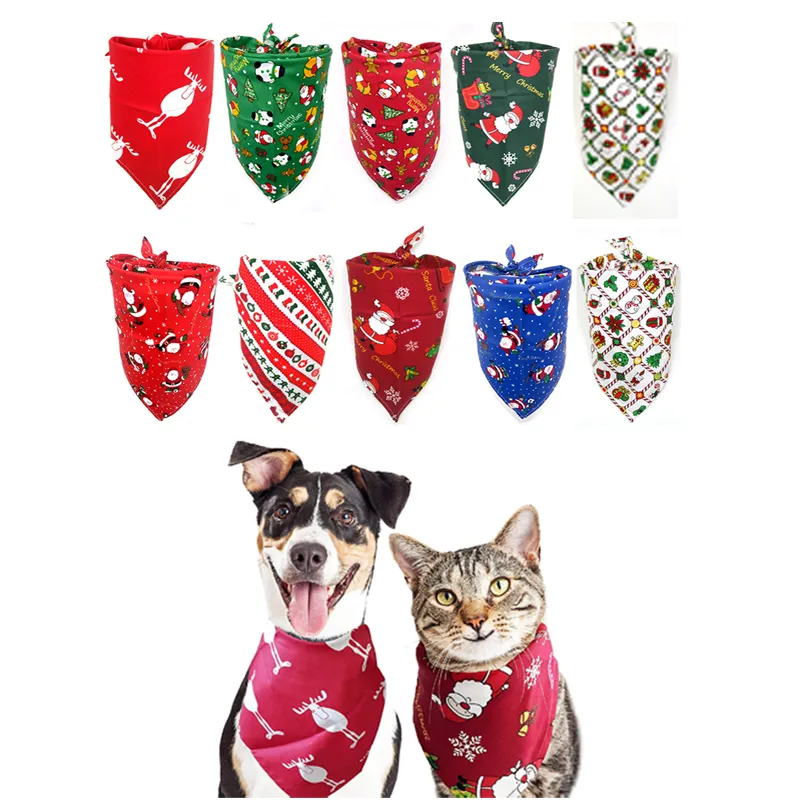 Julhund Bandana Scarf Triangle Bibs Kerchief Pet Costume Tillbehör för små till stora hundar Katter JK2012XB