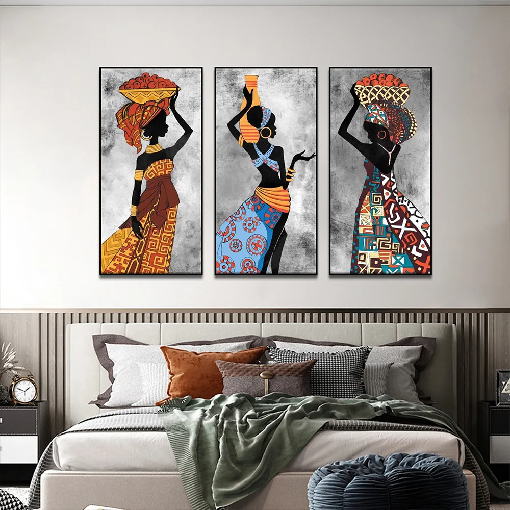 African Etnicos Tribal Art Paintings Black Women Dancing Poster Canvas Print Painting Abstract Art Picture for Home Wall Decor