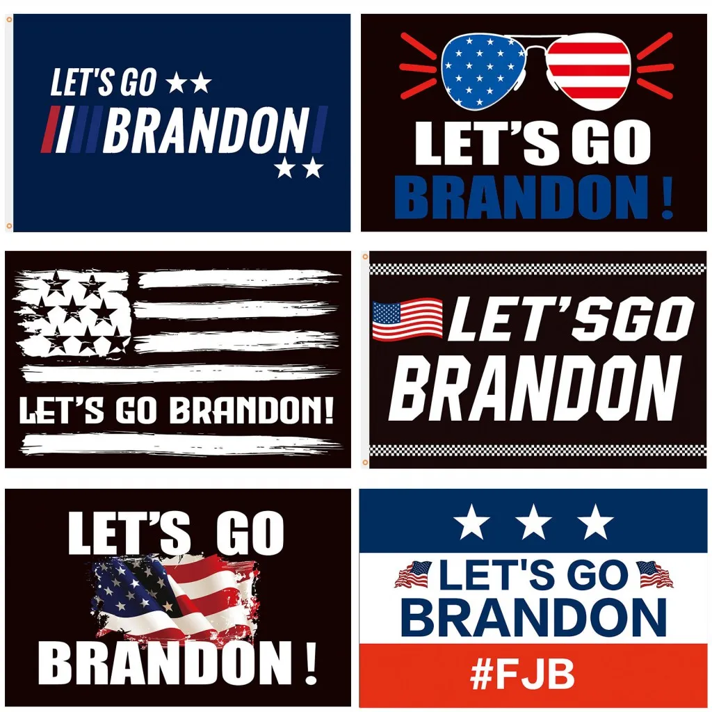 3 5ft Lets Go Brandon USA Banner Flag أعلام تحلق في الأماكن المغلقة في الهواء الطلق 90150 سم أعلام حديقة- FJB أحادي المخيط من البوليستر مع الحلقات النحاسية بالجملة