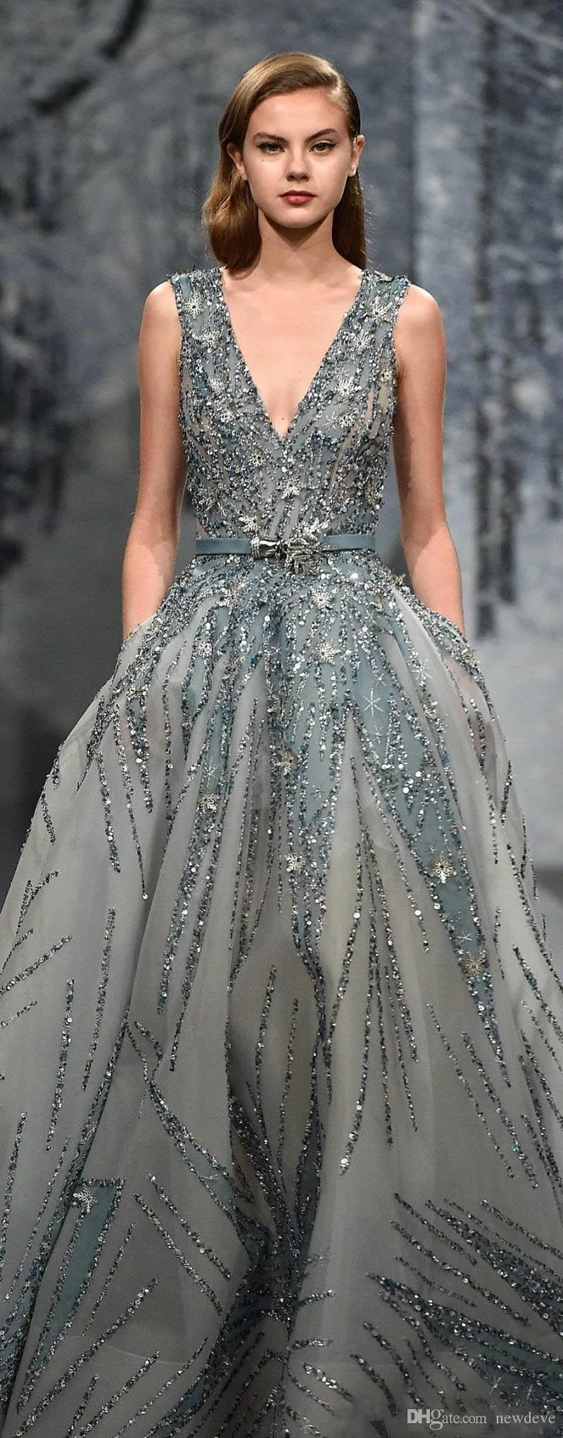 luxury dress bead runway Multi Color Beaded Couture Dress Style S24070