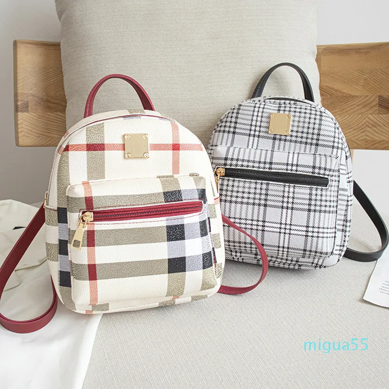 Stylish and Versatile Casual Plaid Backpack Japanese and Korean Style Student Backpack Shoulder Crossbody Women's Bag Mini Schoolbag