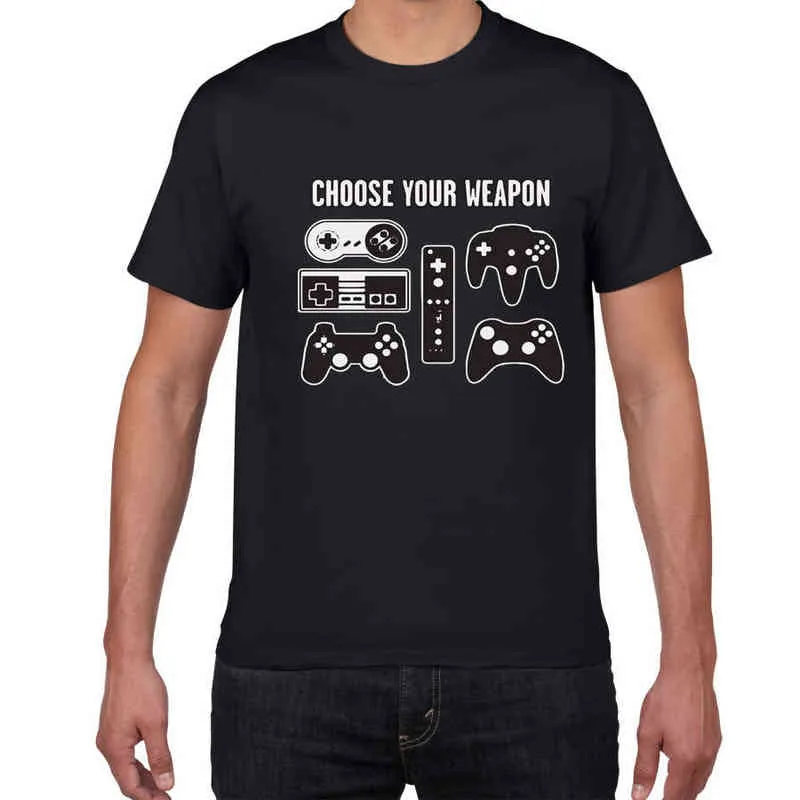 Choose Your Weapon Gamer Video Games Sarcastic tshirt men Game Controller streetwear harajuku summer hip hop tee shirt homme Y220214