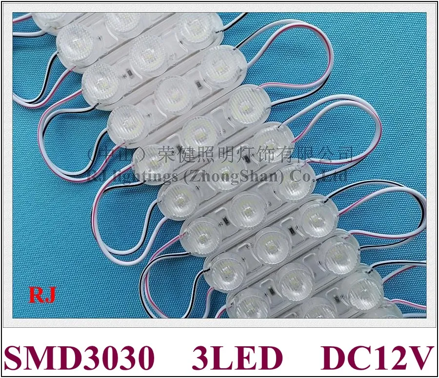وحدة مصباح LED مع عدسة DC12V SMD 3030 3 LED 2W 62MM × 18 مم × 12 مم DC12V IP65 مصباح LED مقاوم للماء لصندوق الإضاءة