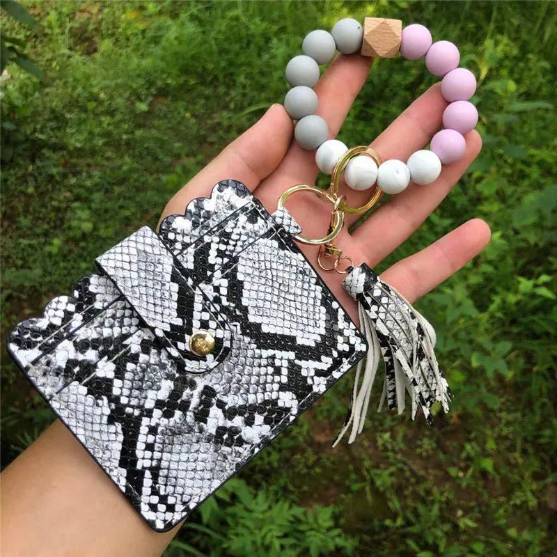 Key ring bracelet cheap with card holder