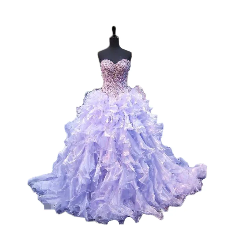 Sweet 16 Princess Quinceanera 드레스 섹시한 연인 Tulle 소녀 vestidos de anos robe ivoire에 대 한 정식 미의 대회 공 가운