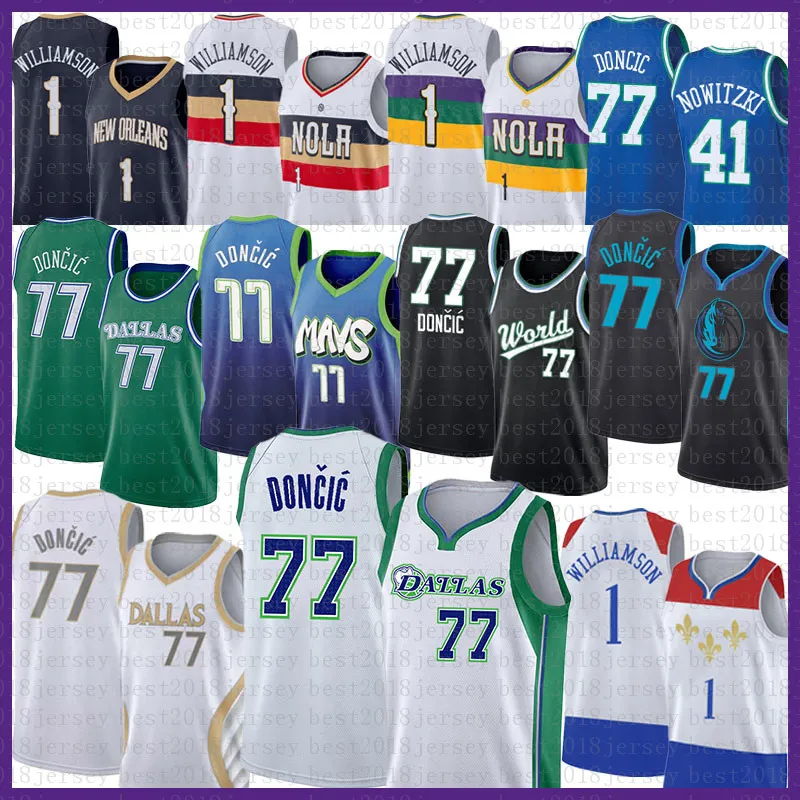 Basketbalshirt Dalla Maverick 2021 2022 New Good Orleans Multi Pelican Luka Zion 1 Williamson 77 Doncic Dirk 41 Nowitzki 0227