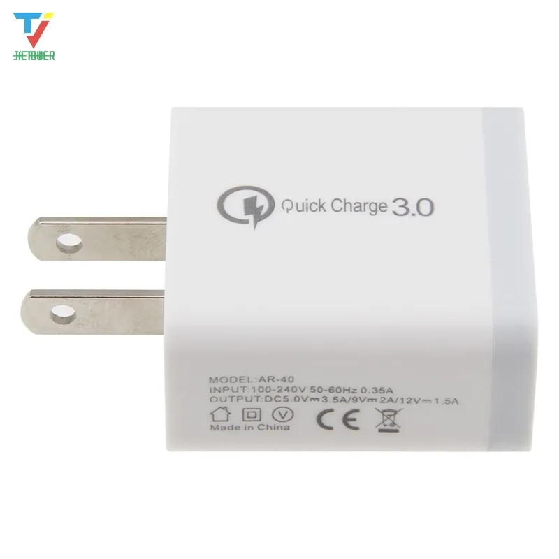 USB Wall Charger Adapter QC3.0 Snelle lading US Plug voor Samsung S9 Xiaomi MI Mix 3 Fast Charging voor Huawei 300pcs / lot