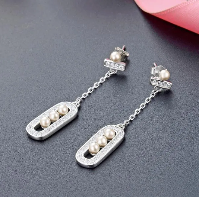 Fashion Earrings Designers Women S925 Silver Earrings Lady Stud Earrings Simple European Crystal Pearls Earring Party Wedding Lovers Gifts