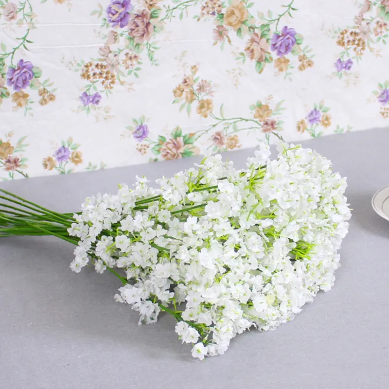 Elegante witte gypsophila kunstmatige bloem baby's ademkrans bruids bruidsmeisje houden bloemen boeket voor home decor 200 stks