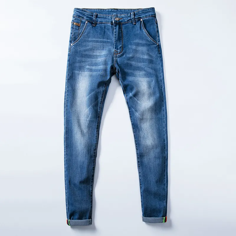 7 renk erkekler streç skinny kot moda rahat slim fit denim pantolon erkek gri siyah haki beyaz pantolon erkek markası 201120