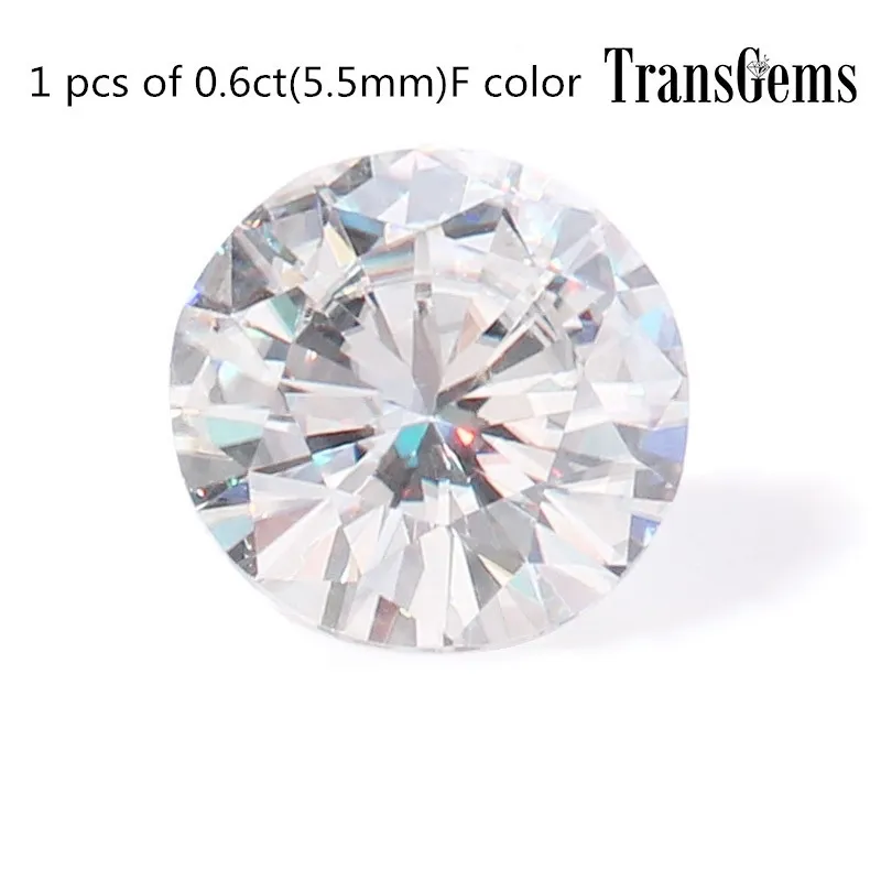 Transgems 1 stuk 5,5 mm F kleur Moissanite losse steen gelijkwaardig diamant ct gewicht 0,6 ct glanzende Moissanite voor het maken van sieraden Y200620