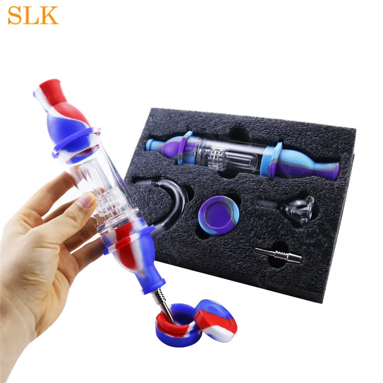 wholesale glass bubbler water pipes Hookah 5 in 1 silicone smoking pipes set silicone bongs shisha glass bong oil rig thick glass filter 710&420