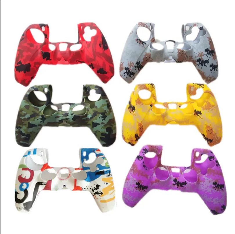 Coque en silicone camouflage couleur coque de silice camouflage peau de protection pour Sony Dualshock PS5 DS5 Pro contrôleur mince