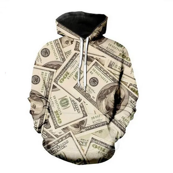 Money Pattern Dollars 3D All Over Print Tracksuits hoodie/Sweatshirts Women Men P39