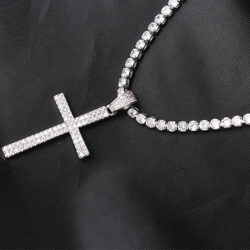 Hip Hop Micro Pave Zircon Cross Pendant Zircon Crystal