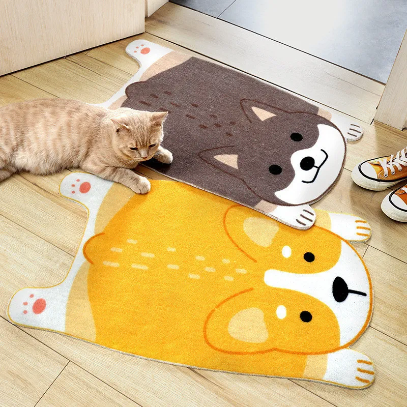 Śmieszne wycieraczki Cute Cartoon Animal Shiba Inu Corgi Mats Odporna na zużycie Anti-Skid Pad Podkładki Wejście Dywan Kuchenny Dywan Home LJ201128