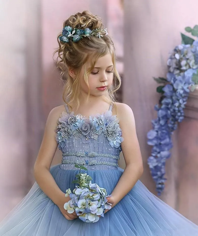 Girls Dresses Dusty Blue Flower Girl For Wedding Robe De Soir e