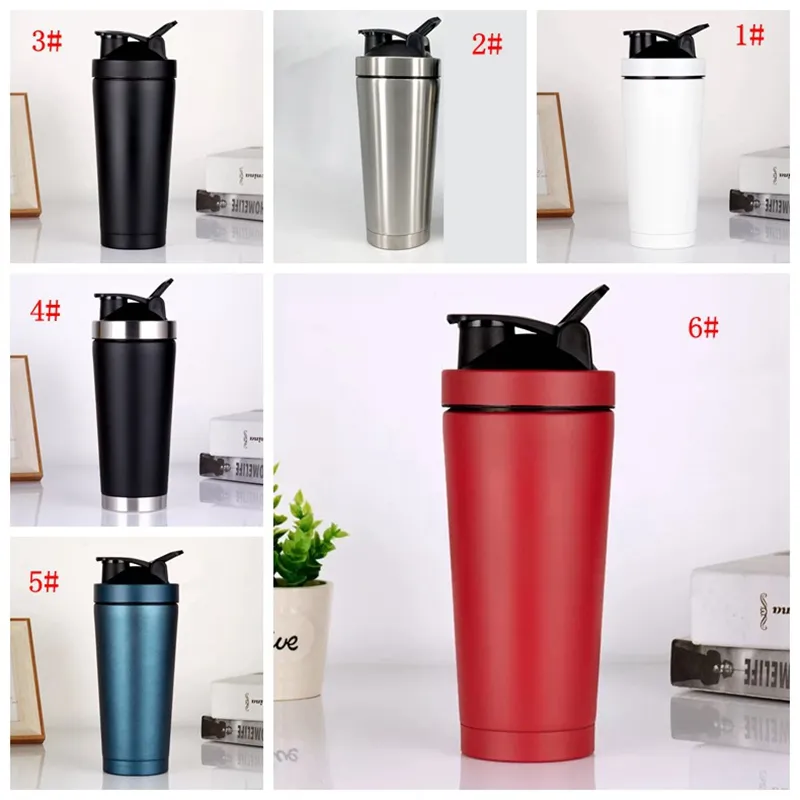 750 ml 25oz Shaker Waterfles Dubbelwandige Roestvrijstalen vacuüm Geïsoleerde Shaker Cups Gym Shaker Waterkoker Sport Milkshake Mixer Welly BH4437