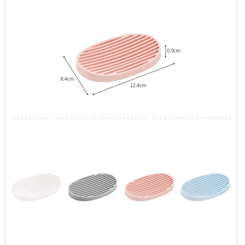 Silicone Soap Dishes Saver Holder Plate Non-slip Bathroom Fashion Candy Color Storage Soap Rack Container A0186