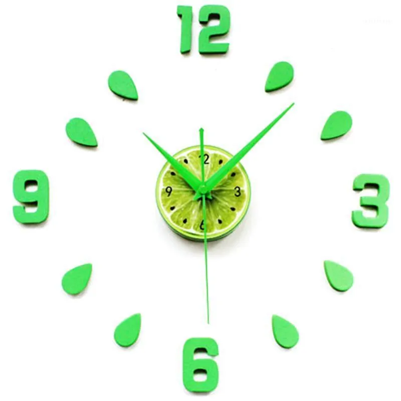 Wall Clocks Green Design Sticker EVA 60CM Clock Colour Big Large Decorative 3D Diy For Kitchen Children Room-Green1