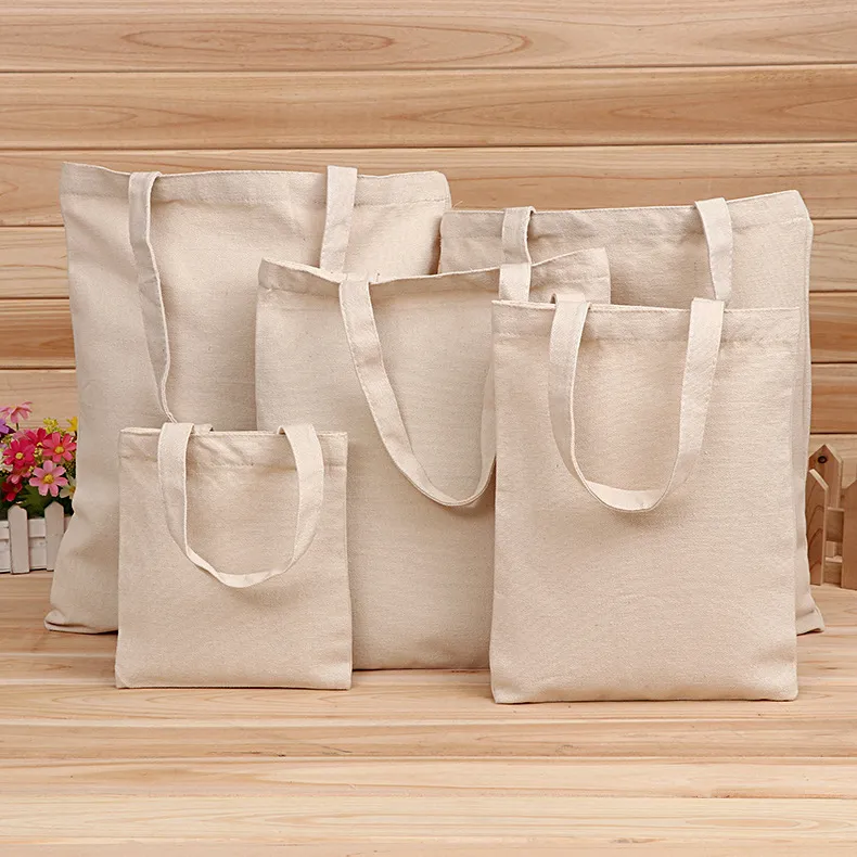 Sacos de compras de lona em branco Sacos de compras eco reutilizável bolsa dobrável bolsa bolsa de bolsa de algodão por atacado personalizado