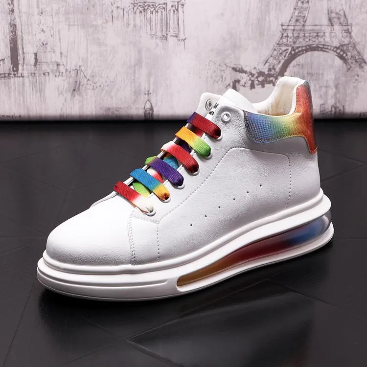 Moda nuovo arrivo uomo bianco cuscino d'aria piattaforma stivali piatti designer hip-hop punk mocassini sneakers Zapatos Hombre