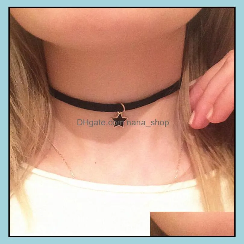 Chokers halsband hängsmycken smyckestjärna gotiska choker kvinnor klavikel krage mode geometriska bijoux colier halsband hög kvalitet droppe d