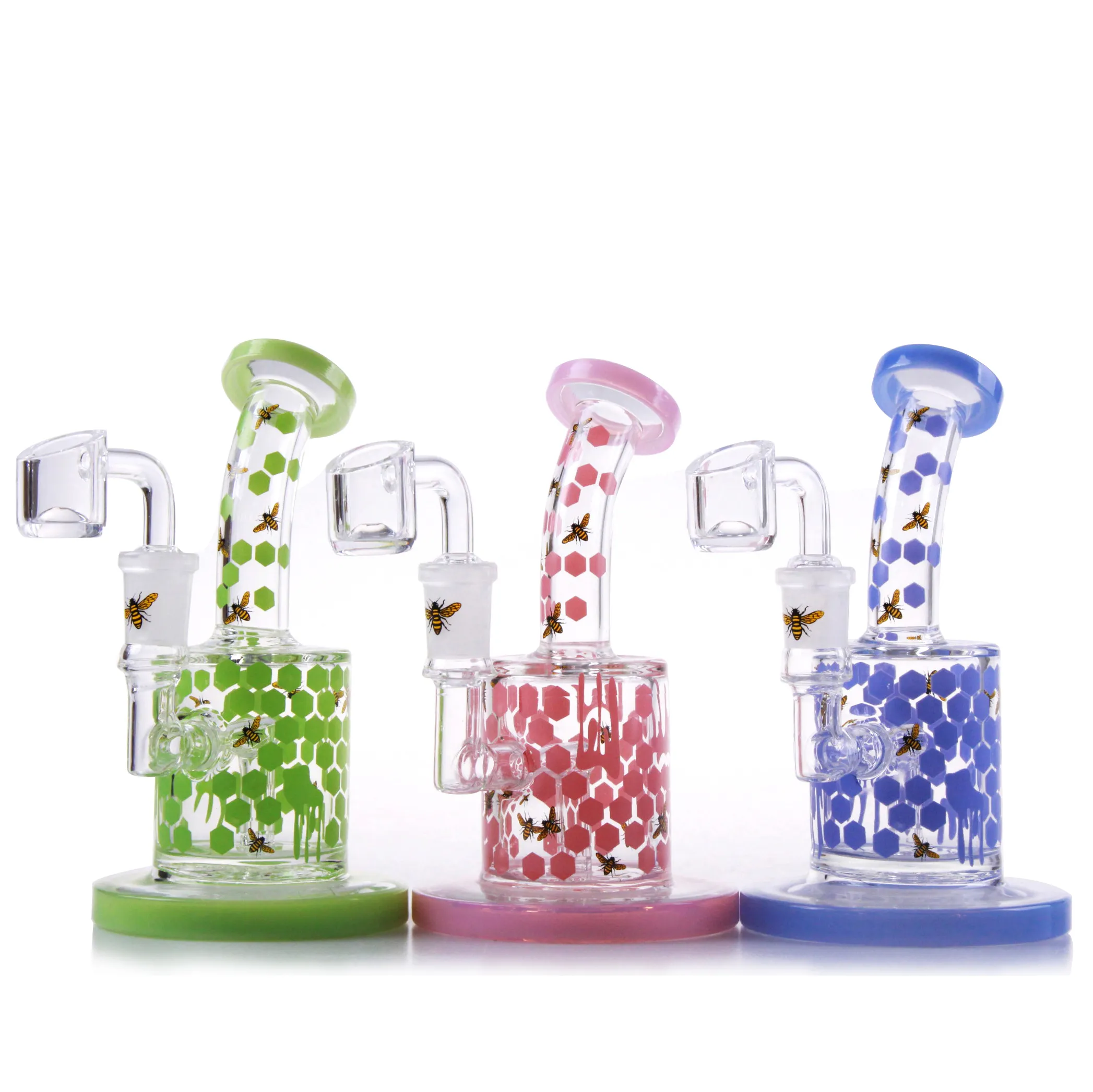 ROYAL 6 "Kleur honingraat glas dab booreiland Waterpijpen bubbler 5MM dik includ quartz banger nail