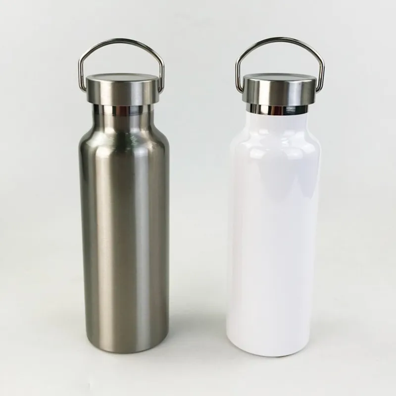 21oz 600ml Wide Mouth White Sublimation Water Bottle Hiking Portable Large Capacity DIY Water Bottles