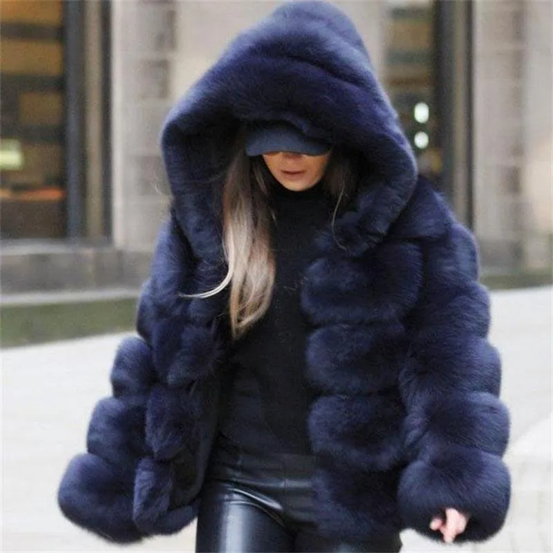 Winter Thick Warm Faux Fur Coat for Women, Plus Size Hooded Long Sleeve  Faux Fur Jacket, Luxury Winter Coats Bontjas