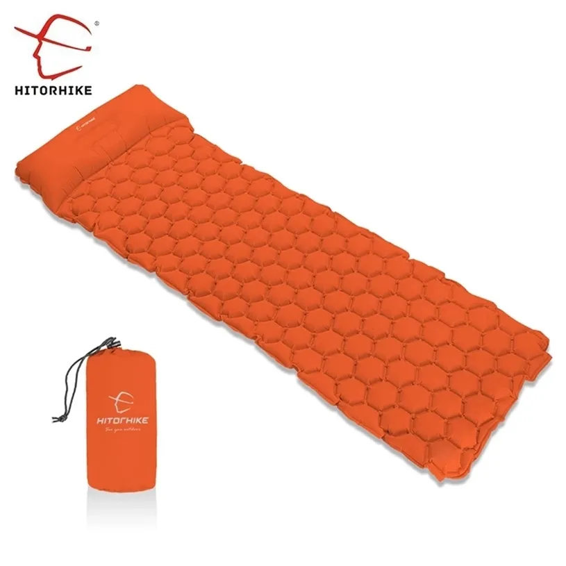 Hitorhike / Homful Quatre saisons Matelas gonflable Coussin Remplissage rapide Air Camping Tapis de plage avec oreiller Sleeping Pad light 220104