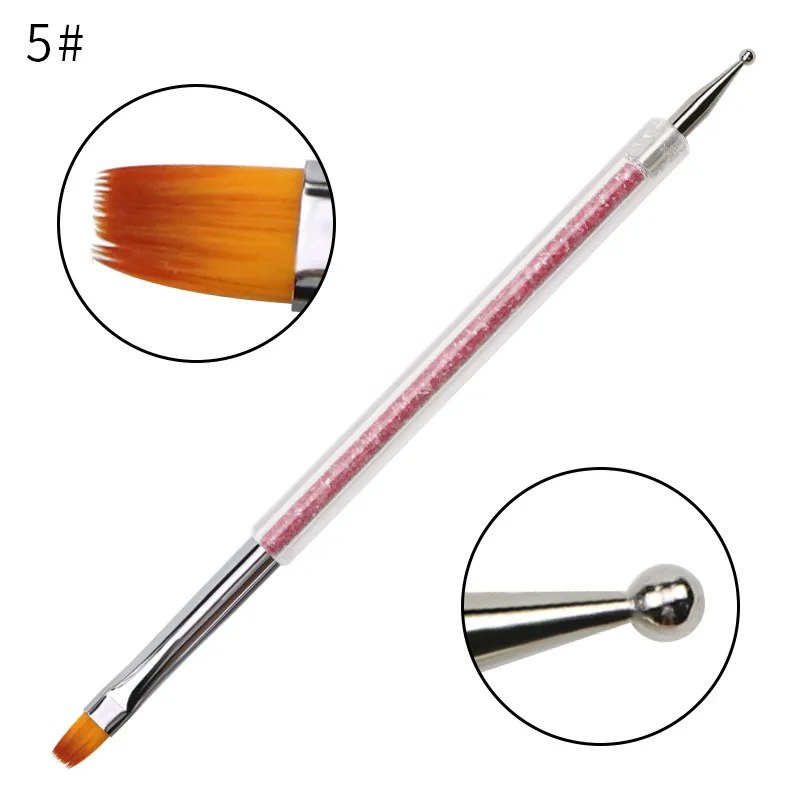 2-vägs nagelkonst design akryl pensel penna teckning målning Dotting UV Gel Salon DIY Nail Tools 1Set = 5PCS 30 uppsättningar