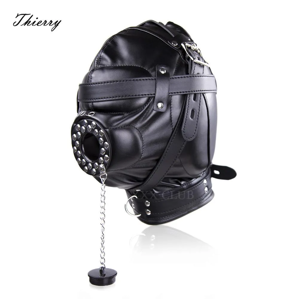 Thierry Sensory Deprivation Hood z otwartymi ustami Gag, Bondage Sex Zabawki dla par Gra dla dorosłych Y201118