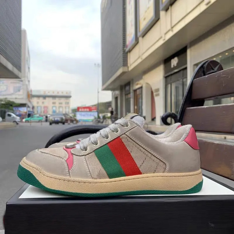 Top Quality Man Dirty designer Shoes Real Leather Screener Designer Sneaker New ACE embroidered strawberry Casual shoes For Women