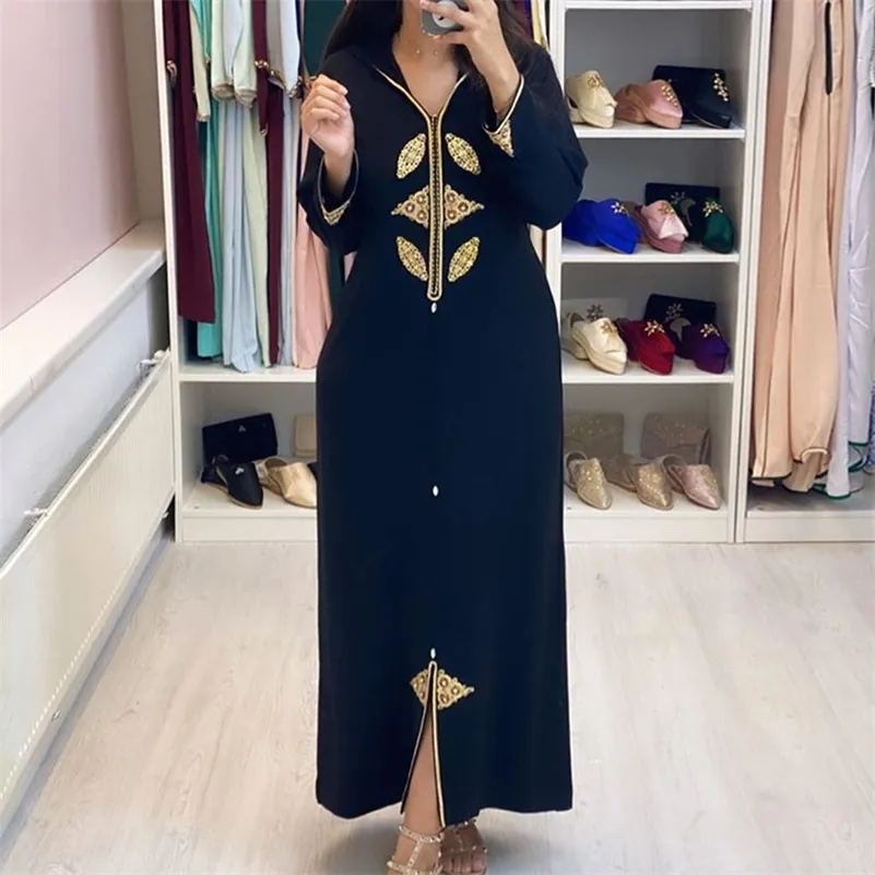 Dubai Başörtüsü Baskı Zarif Kadın Elbise Vintage Uzun Kollu Müslüman Abaya Robe İslam Türkiye Uzun Elbise Sonbahar 2020 Femme Vestiods LJ200818